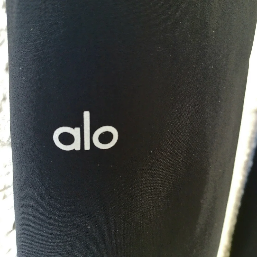 Alo Yoga Black Ripped Warrior High Waist Leggings Slashed Cutout Women Size M
